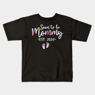 Soon To Be Mommy Mom Est 2024 Expect Baby Kids T-Shirt